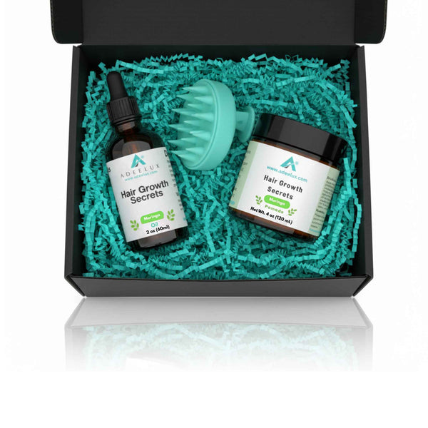 Hair Growth Secrets Kit – Moringa Pomade, Moringa Oil & Scalp Massage Brush Set